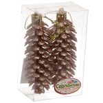 Ёлочные игрушки «Таинственное очарование» Шишки блестящие 9 см (набор 2 шт), шампань