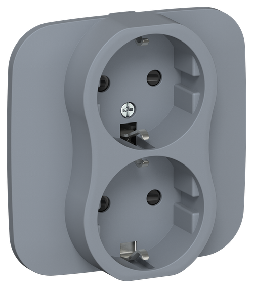 FLITE Розетка 2-местная с заземлением с защитными шторками 16А РСш12-0-А-ФлМ маренго IEK