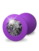 Фиолетовая анальная пробка со стразом Her Little Gem Medium Plug - 8,3 см. (Цвет: фиолетовый)