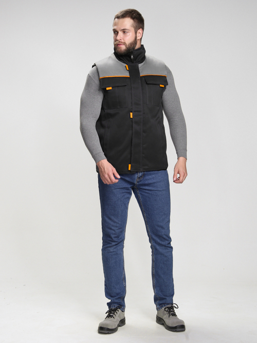 Жилет утепленный Фаворит (тк.Смесовая,210), черный/серый
