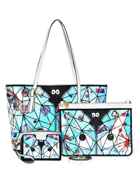 Сумка 3 в 1 большая тоут клатч кошелек для подростка