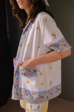 Рубашка Soeurs с Голубой Окантовкой белая