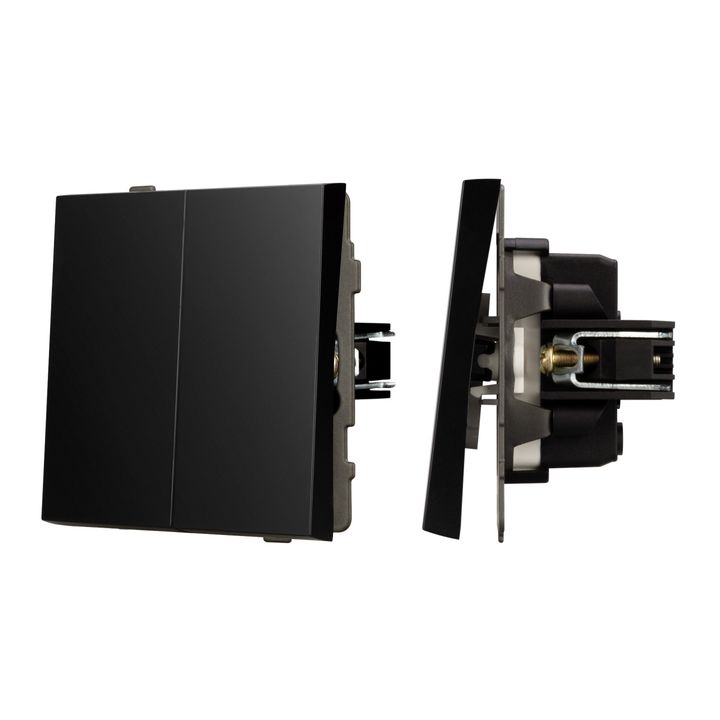 Механизм выключателя двухклавишный непроходной SWT-TENDO-MK02-PL-BK (230V, 10A) Arlight 054059