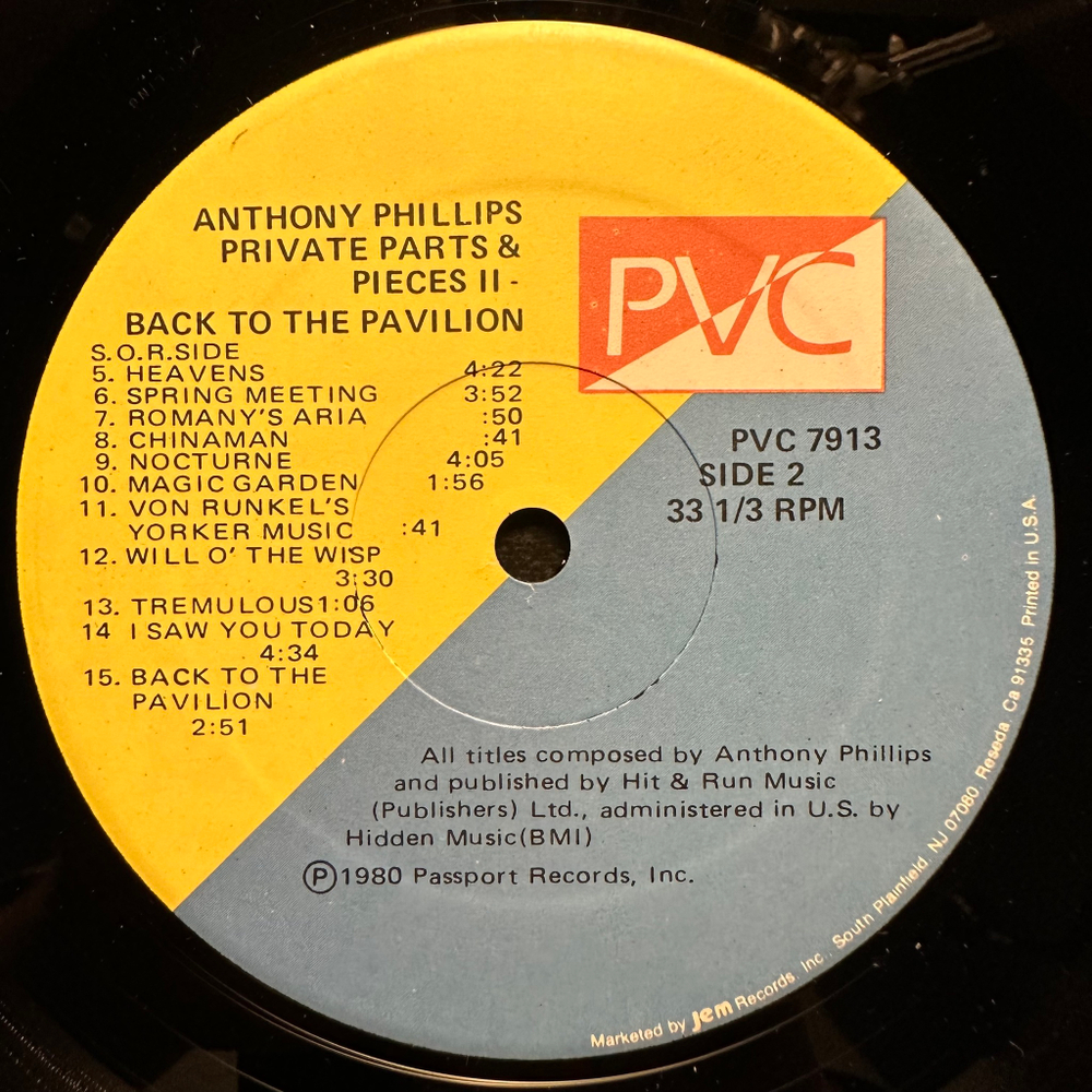 Anthony Phillips - Private Parts & Pieces II Back To The Pavilion (США 1980г.)