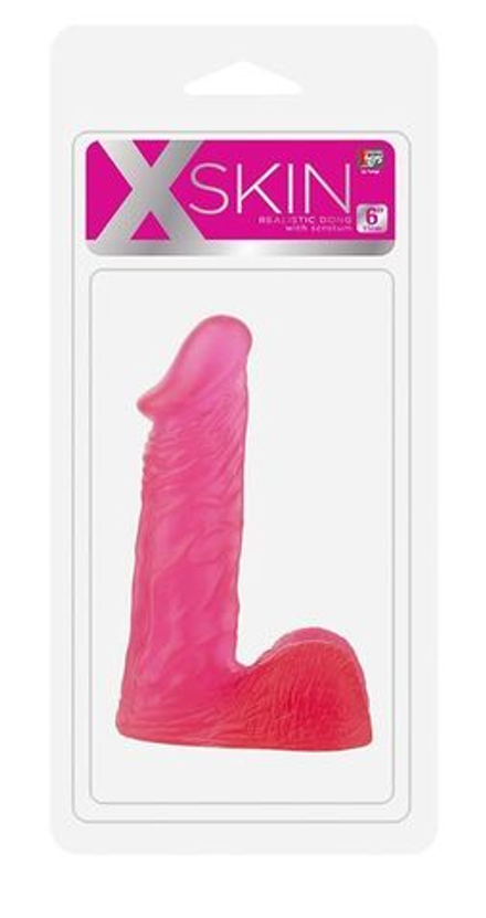 Розовый гелевый фаллоимитатор XSKIN 6 PVC DONG - 15 см.