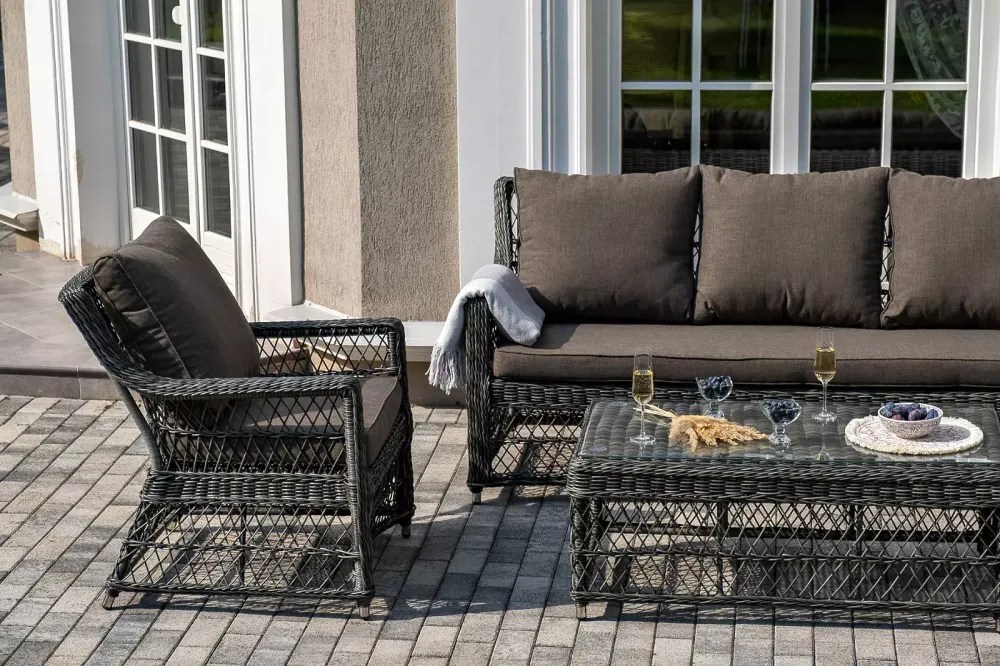 "Гранд Латте" лаунж-зона из искусственного ротанга, цвет графит