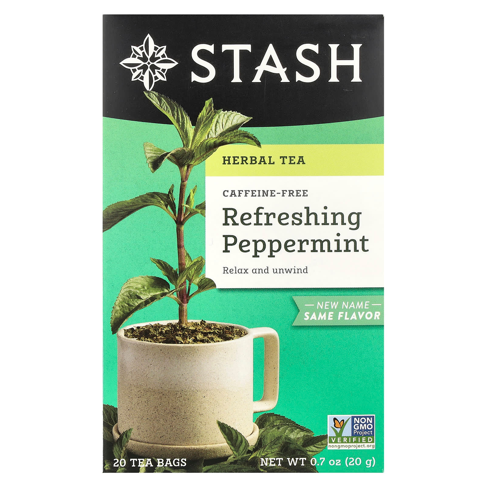 Stash Tea, Herbal Tea, освежающая перечная мята, без кофеина, 20 чайных пакетиков, 20 г (0,7 унции)