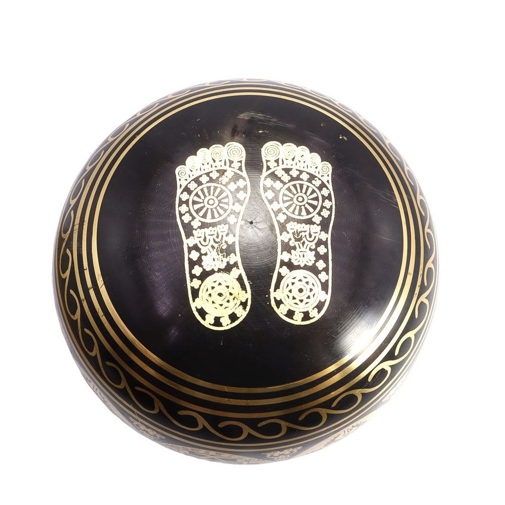 Поющая чаша с золотыми символами лотос