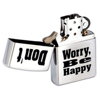 Зажигалка серебристая матовая Zippo Don't worry с покрытием Brushed Chrome