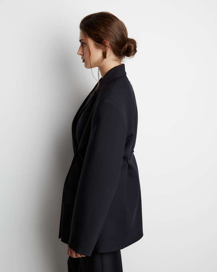 Жакет с дополнительными петлями из шерсти черный