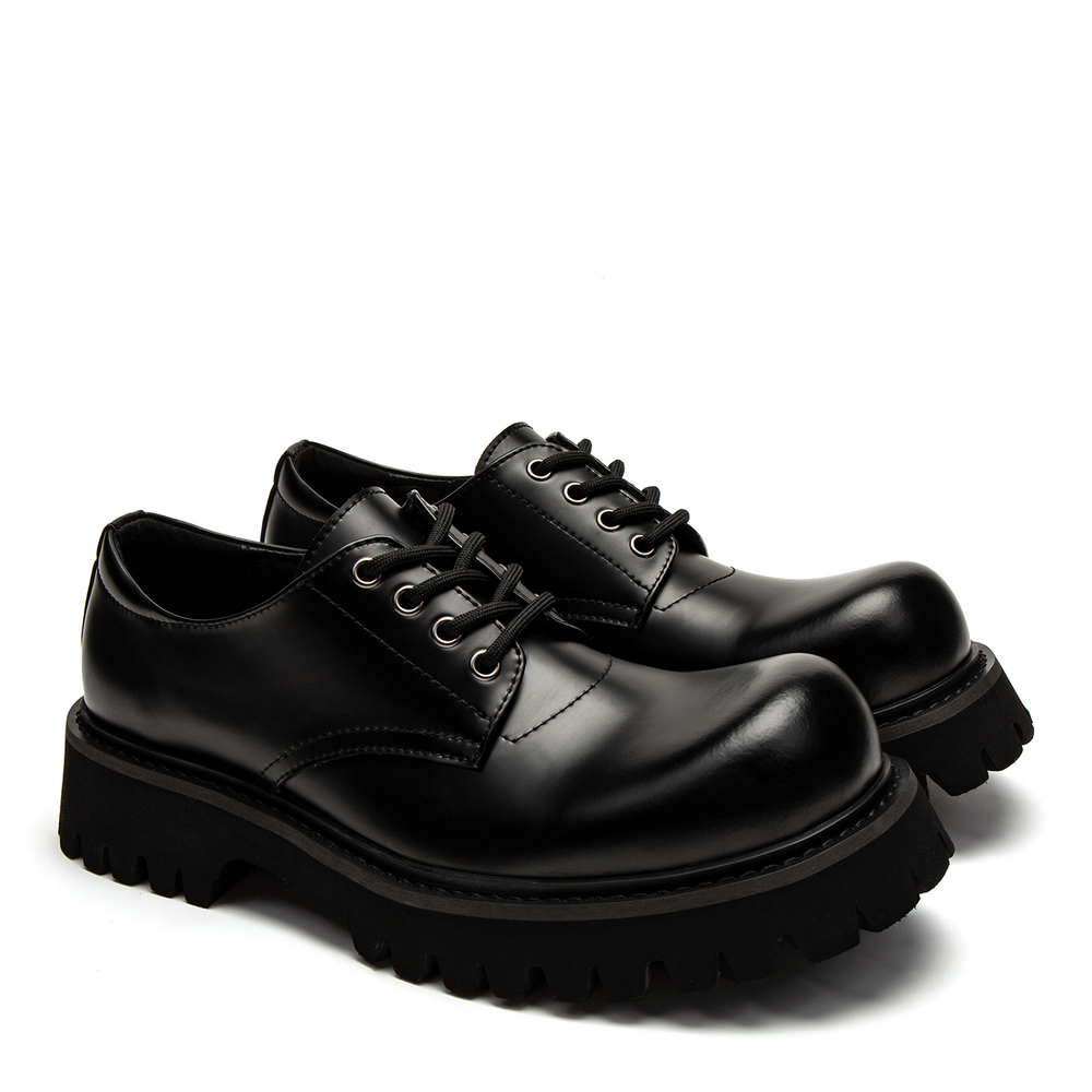 Youthloser Shiny Derby Casual Shoes Unisex Bright Black