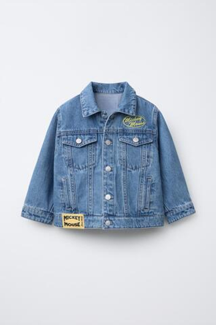 ZARA ДЖИНСОВАЯ КУРТКА MICKEY MOUSE © DISNEY, ВЫЦВЕТШИЙ СИНИЙ