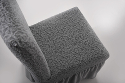 Чехол на стул с оборкой Жаккард, цвет Серый, Набор 4 шт.