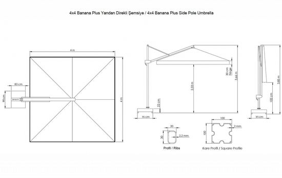 Зонт профессиональный без плит Banana Plus Dickson 4000 бежевый Турция