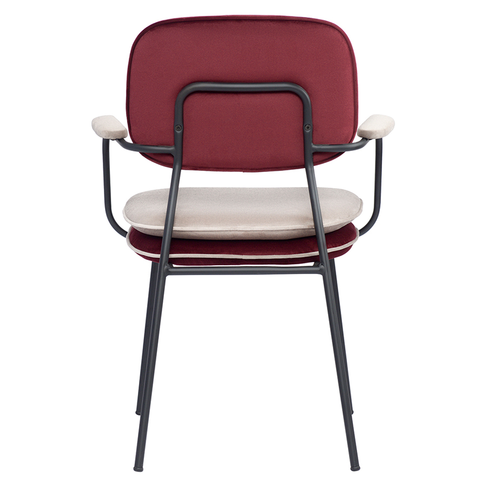 Стул с подлокотниками и контрастным кантом Bergenson Bjorn Pea, велюр, бордовый/бежевый