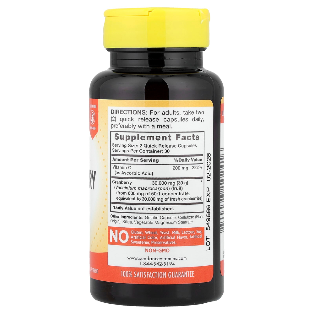 Sundance Vitamins, клюква, 60 капсул с быстрым высвобождением