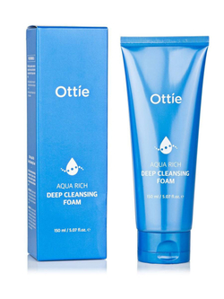 Ottie Aqua Rich Deep Cleansing Foam увлажняющая пенка для умывания с ледниковой водой Аляски и BHA-кислотой