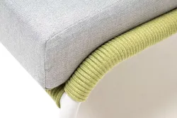 "Милан" кресло плетеное из роупа, каркас алюминий светло-серый (RAL7035) муар, роуп салатовый меланж круглый, ткань светло-серая