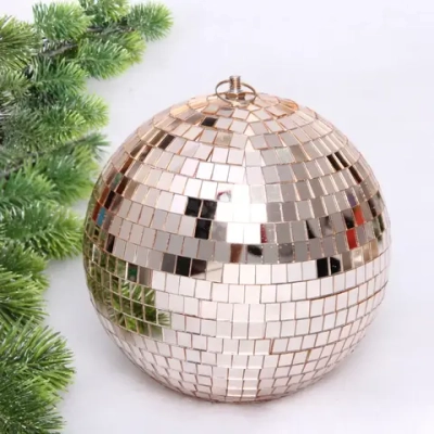 Новогодний шар 20 см «Shining Disco», Розовое золото