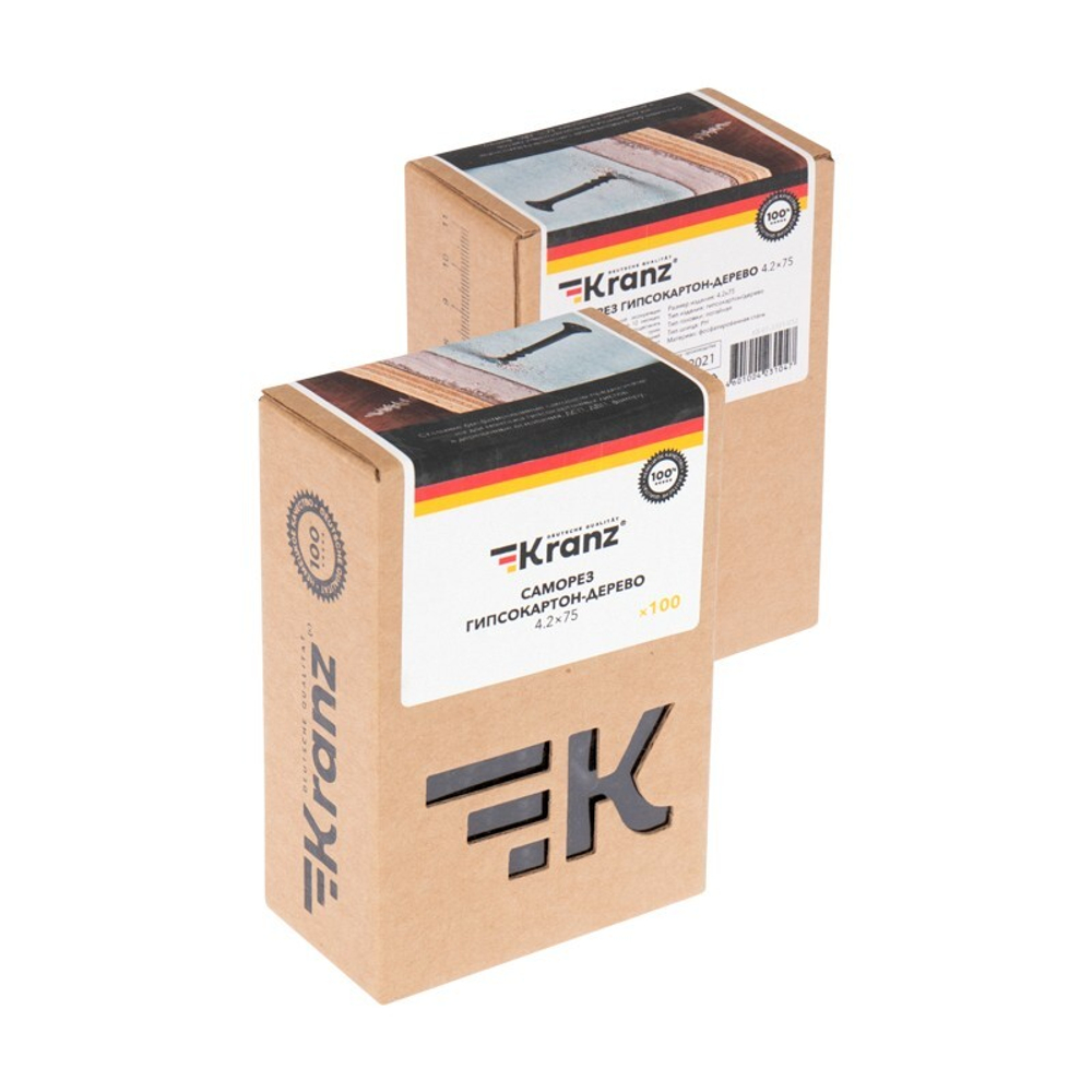 САМОРЕЗ ГИПСОКАРТОН-ДЕРЕВО 4,2Х75, КОРОБ (100 ШТ/УП) KRANZ