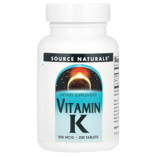 Source Naturals, Витамин К, 500 мкг, 200 таблеток