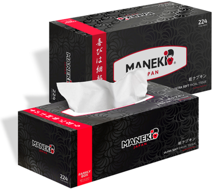 Салфетки бумажные белые Maneki Black&White 2 слоя, жасмин, коробка, 224 шт