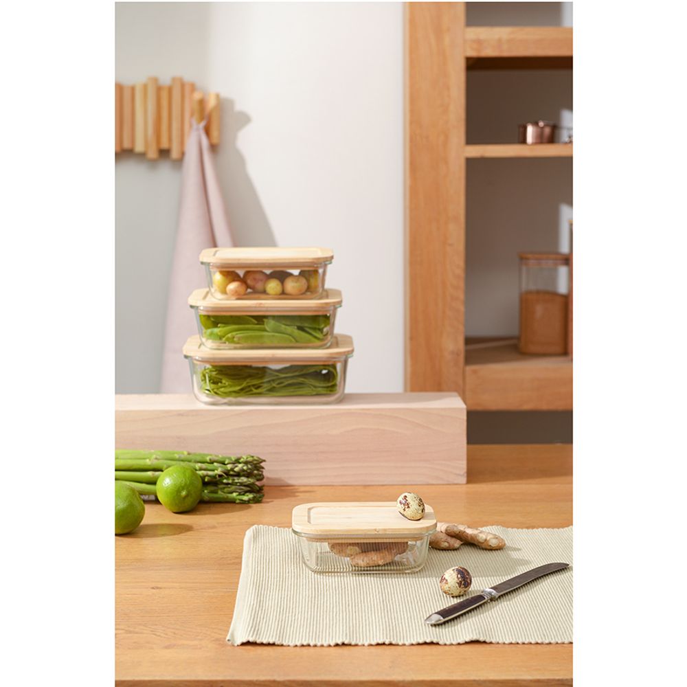 Контейнер для запекания и хранения Eco Store с крышкой из бамбука, 370 мл