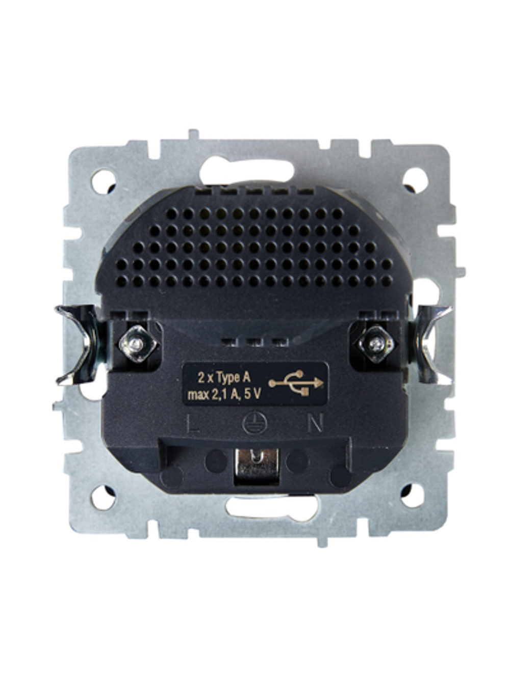 BRITE Розетка 1-местная с заземлением с защитными шторками 16А с USB A+A 5В 2,1А РЮш10-1-БрЧ черный IEK
