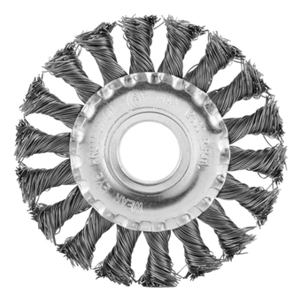 Щетка для УШМ, 100 мм, посадка 22.2 мм, плоская, крученая проволока 0.5 мм Сибртех