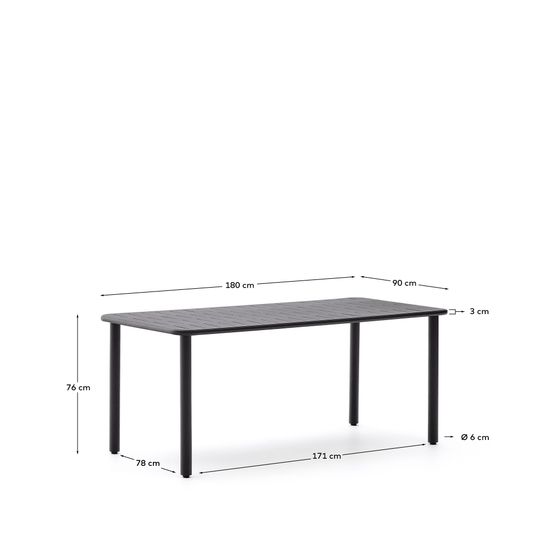 Уличный стол Brai из тёмно-серой оцинкованной стали 180 x 90 см