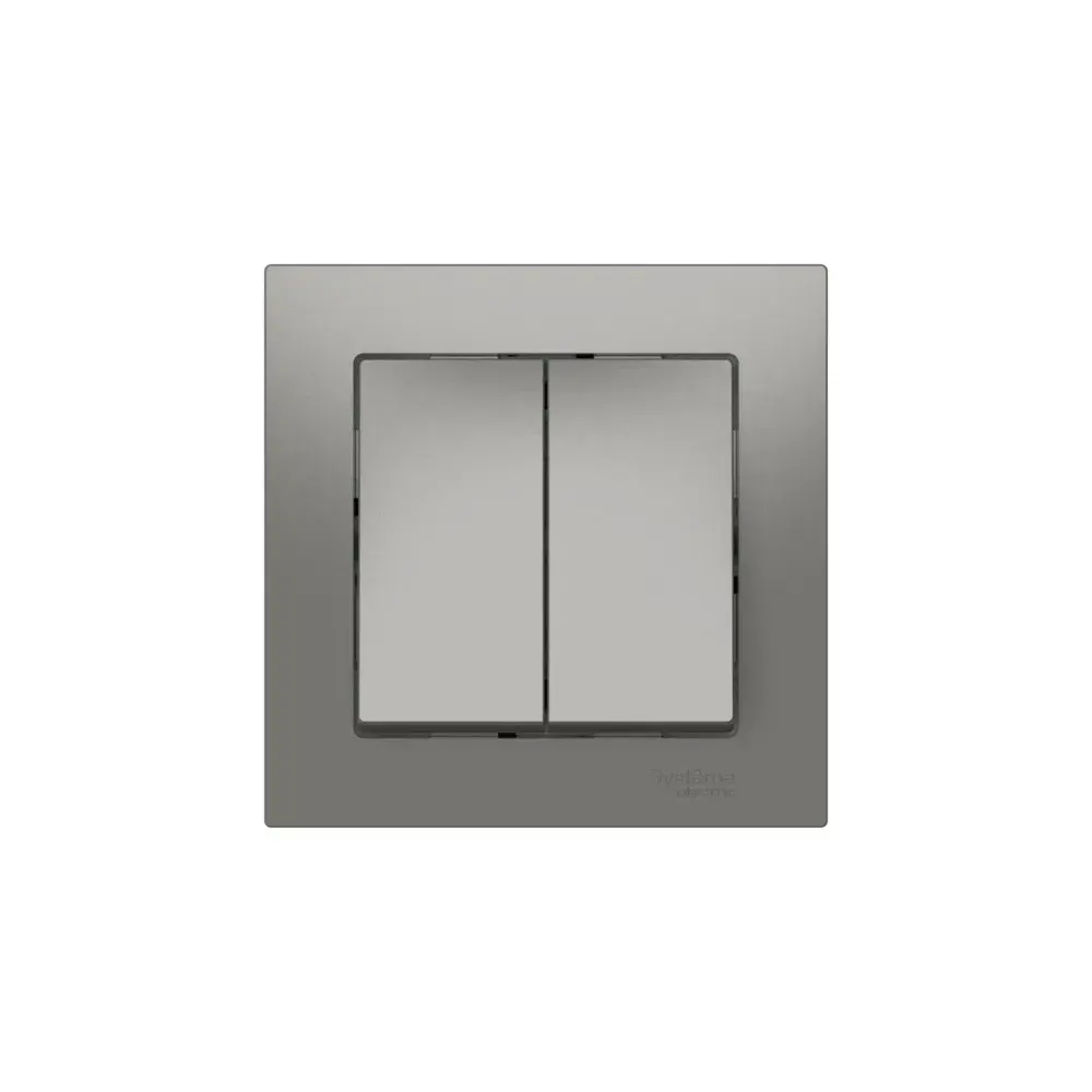 ATLASDESIGN 2-клавишный ВЫКЛЮЧАТЕЛЬ, сх.5, 10АХ, в сборе, быстрозажим. клем., СТАЛЬ