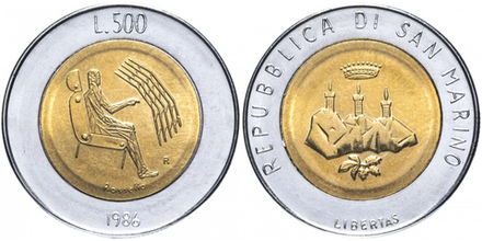 Сан-Марино 500 лир, 1986 Эволюция технологий UNC