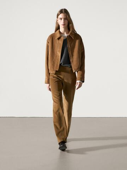 Massimo Dutti Брюки из 100% хлопкового вельвета, цвет верблюжьей шерсти