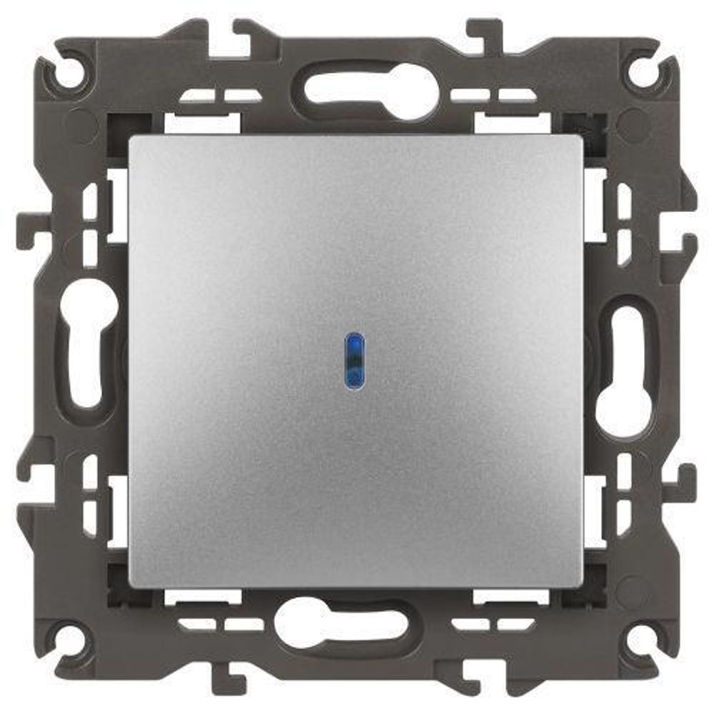 Выключатель 1-кл. СП Elegance 14-1102-03 10А IP20 250В 10AX с подсветкой механизм алюм. Эра Б0034217