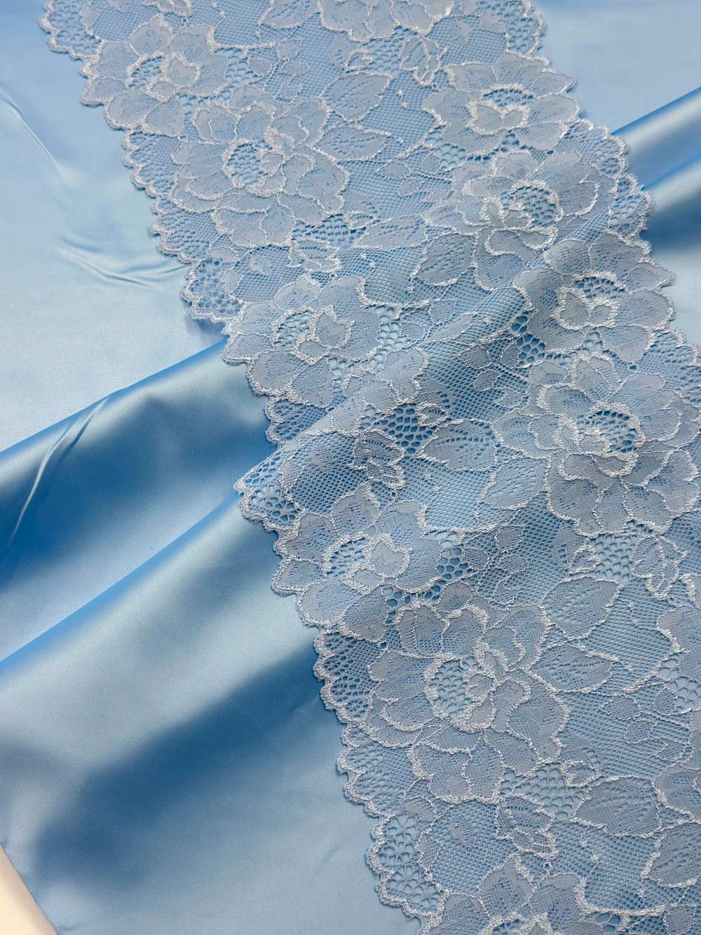 Эластичное кружево голубое ширина 17,5 см