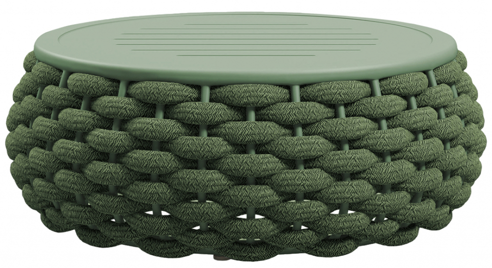 Пуф-столик плетеный с подушкой Tagliamento Pouf, зеленый, светло-серый