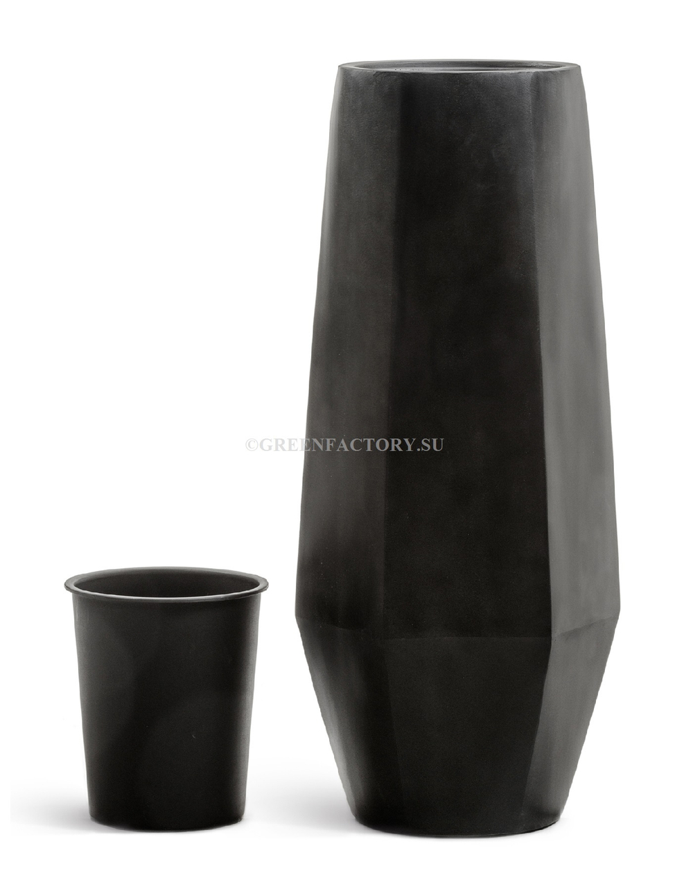 Кашпо TREEZ Effectory - серия Crystal - Высокий многогранник - Антрацит