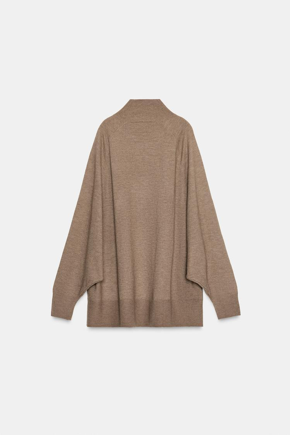 ZARA СВИТЕР ОВЕРСАЙЗ С ВОРОТНИКОМ PERKINS, СЕРОВАТО-КОРИЧНЕВЫЙ