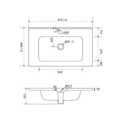Раковина мебельная, керамическая, 80 см, встроенная, белый, глянец AM.PM Sense M7BWCC0802WG