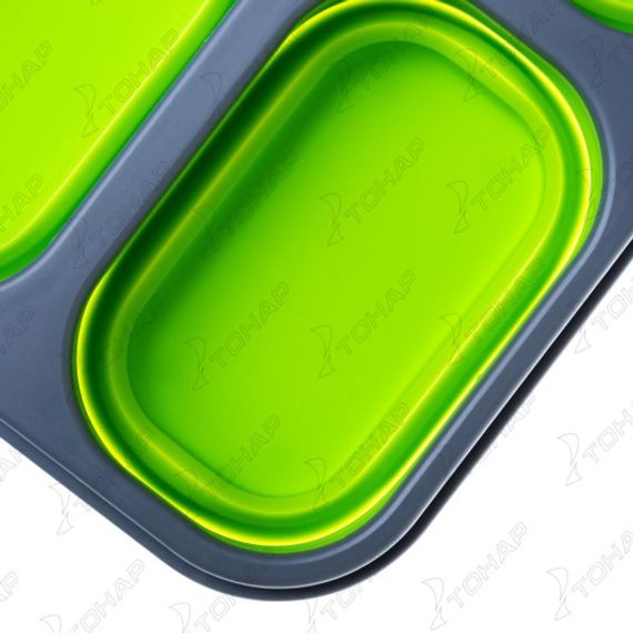 Контейнер силиконовый складной PREMIER 3 отсека с ловилкой (PR-FH007)