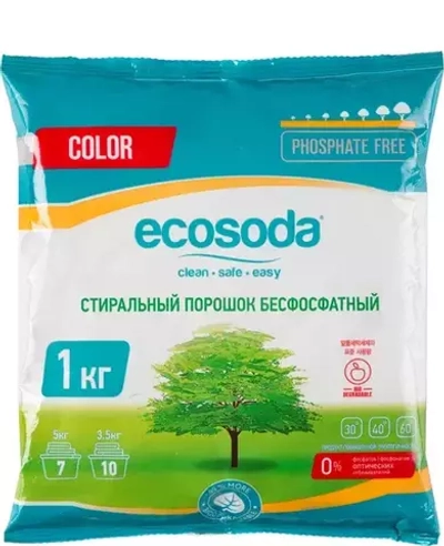 EcoSoda color Стиральный порошок для стирки цветного белья 1кг*12