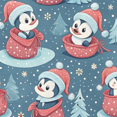 Пингвинчики в новогодних мешках