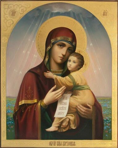 Дарующая икона Божией Матери деревянная на левкасе