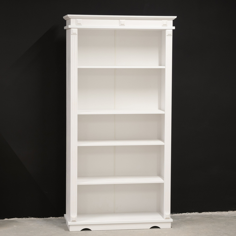 Книжный шкаф стеллаж белый с полками Харви из массива сосны