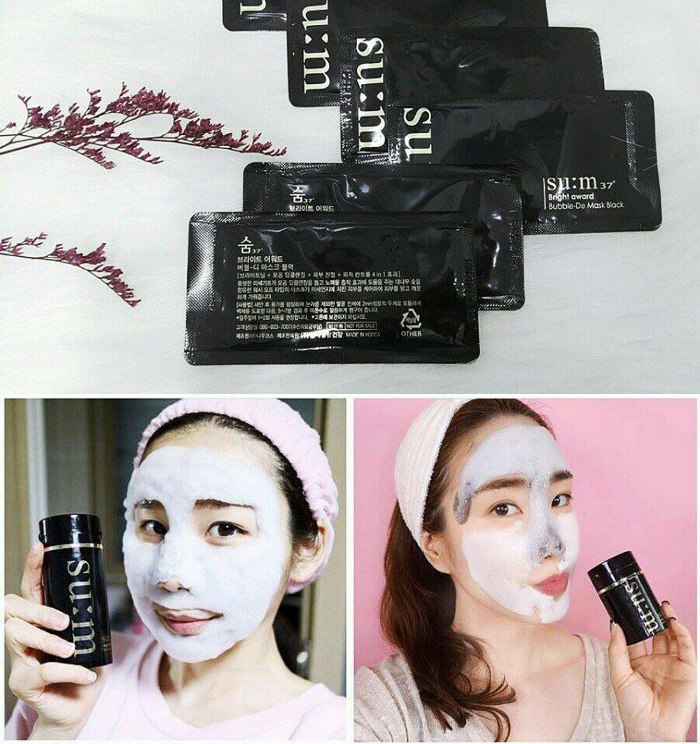 Su:m 37 Bright Award Bubble-De Mask Black кислородная маска для глубокого очищения кожи с бамбуковым углем