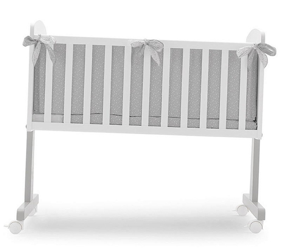 Колыбель Erbesi Ninna и комплект постельного белья Stelline Звездочки белый/серый