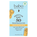 Babo Botanicals, Sensitive Baby, минеральное солнцезащитное средство-стик, SPF 50, без отдушек, 17 г (0,6 унции)