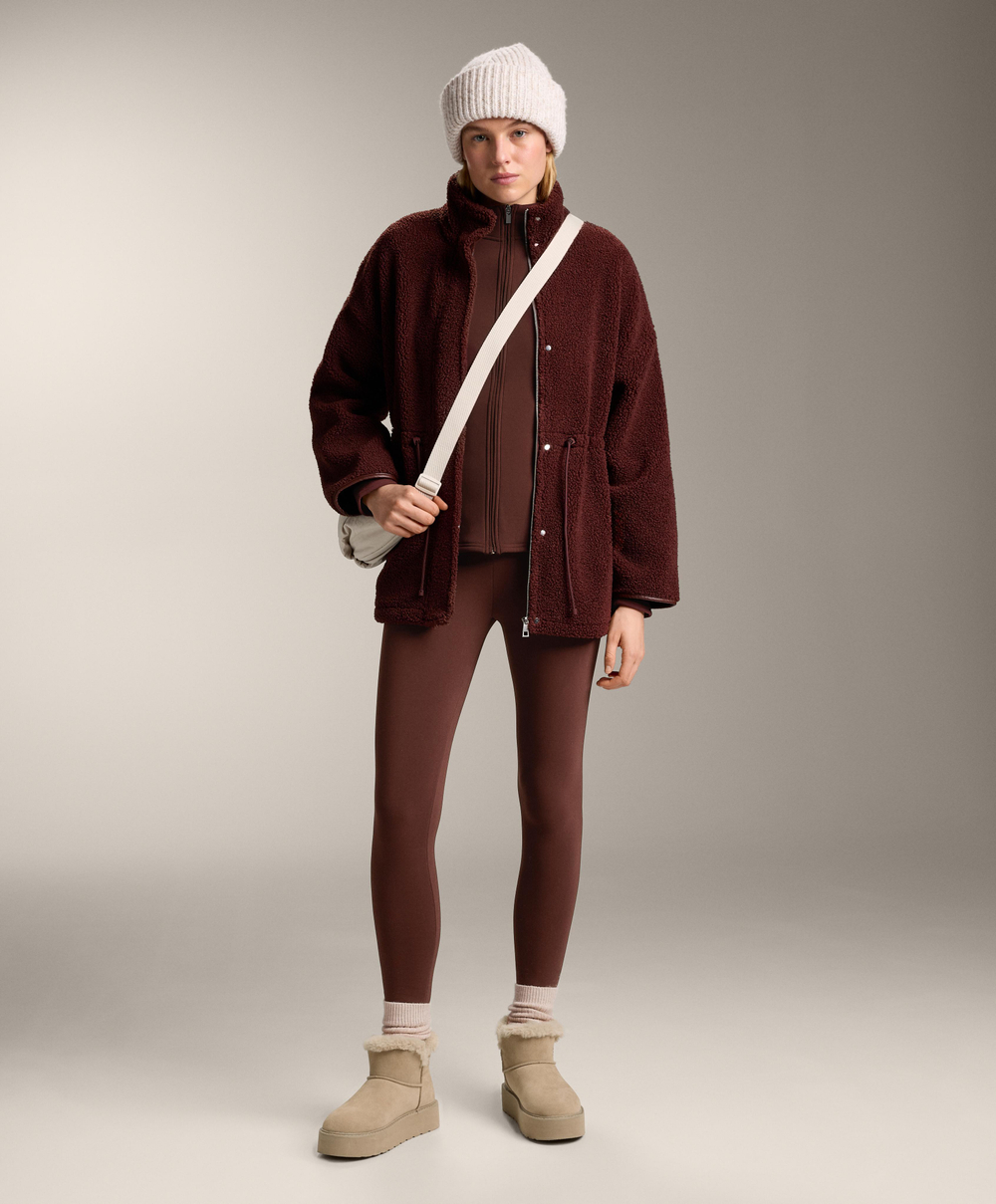 OYSHO Теплые легинсы с высокой посадкой и длиной до щиколотки, бордовый