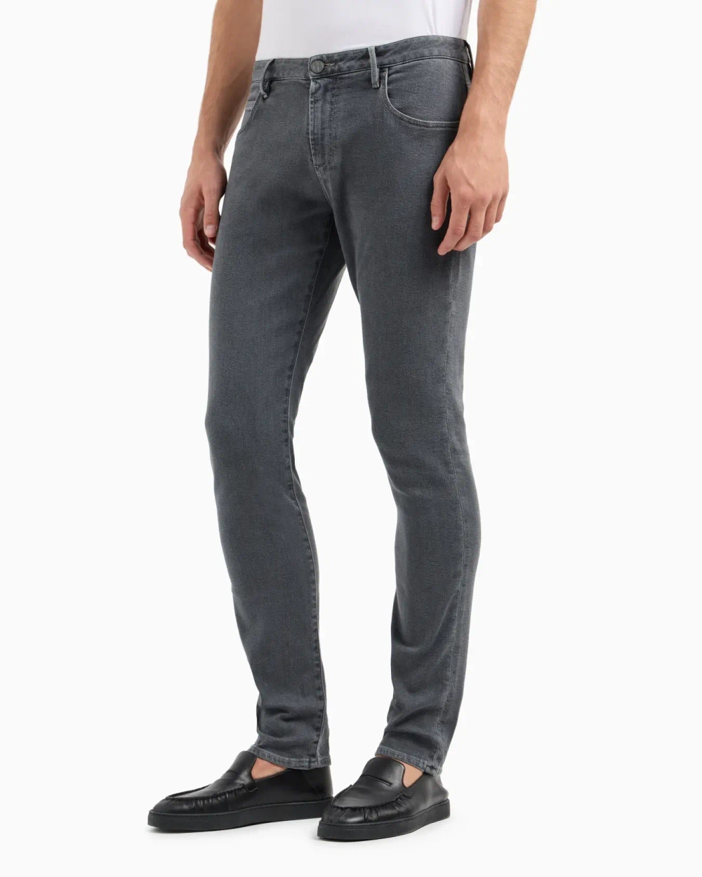 Slim Fit Stretch Cotton-Denim Trousers – мужские узкие брюки из стрейч-хлопка от GIORGIO ARMANI