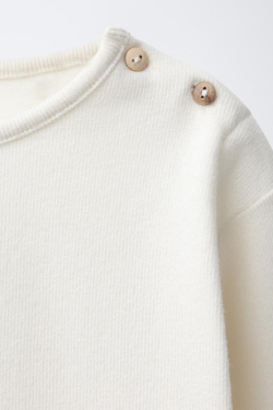 ZARA ОДНОТОННЫЙ УТЕПЛЕННЫЙ ЛОНГСЛИВ, ЭКРЮ